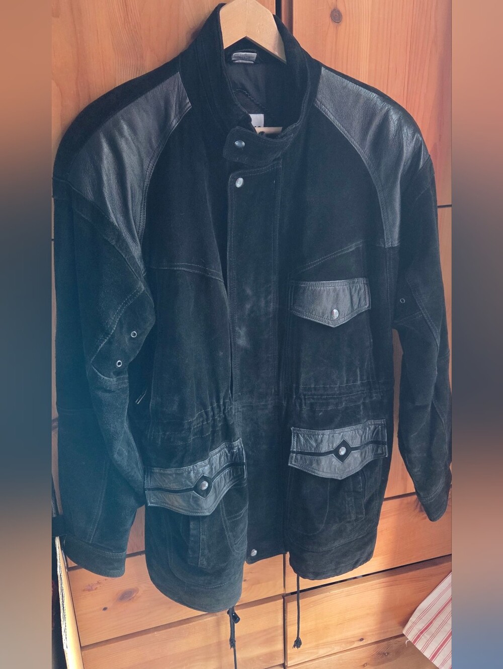 Massimo Fine Leathers Men's Vintage Black Suede & Leather Jacket Size Medium